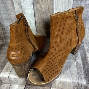 Toms Womens Majorca Peep Toe Ankle Boots Chestnut Brown Size 8